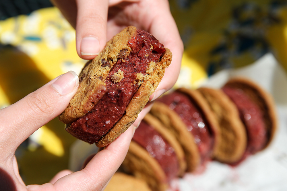Frozen Cherry Cookie Sandwiches
